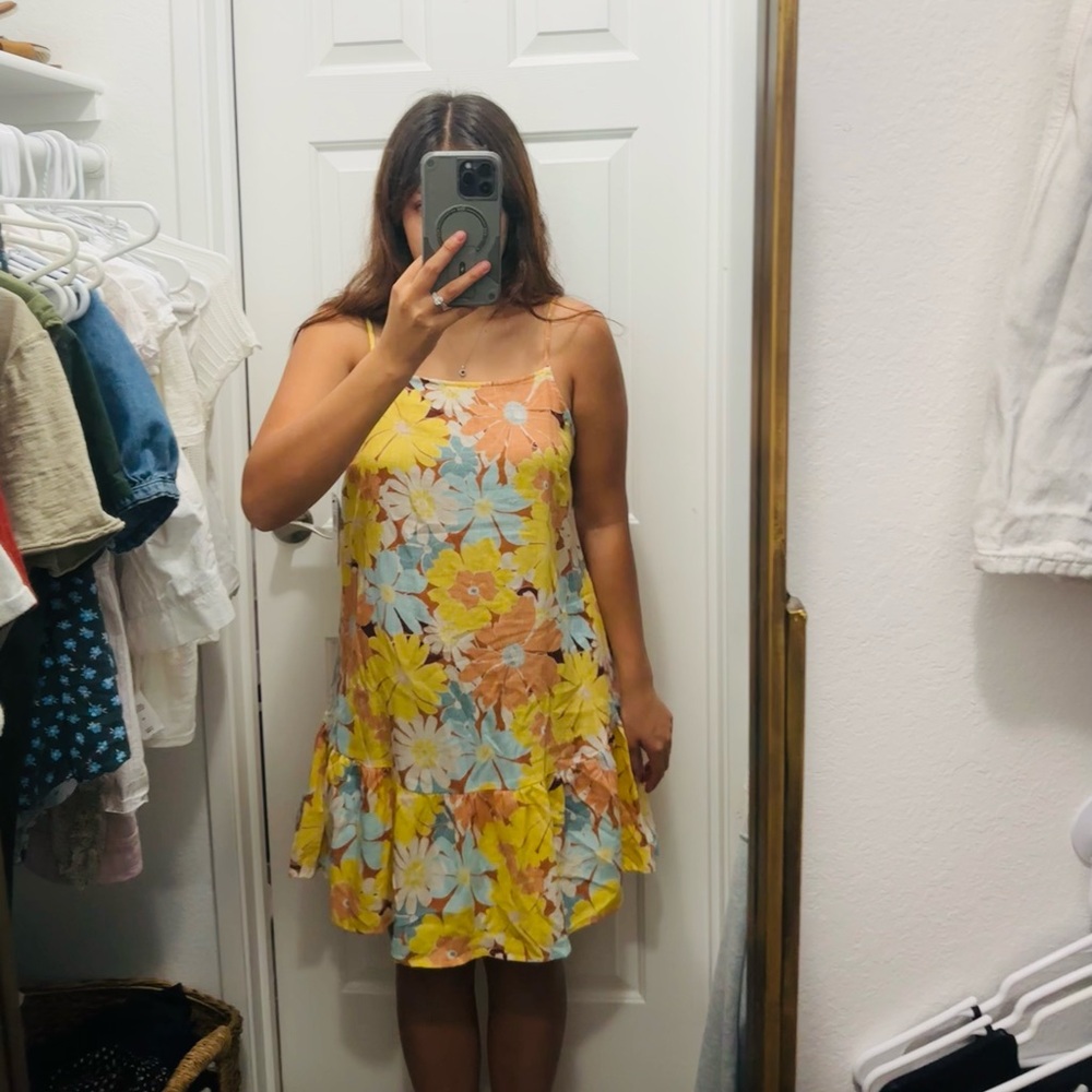 Floral rip curl Dress in Yellow and Blue